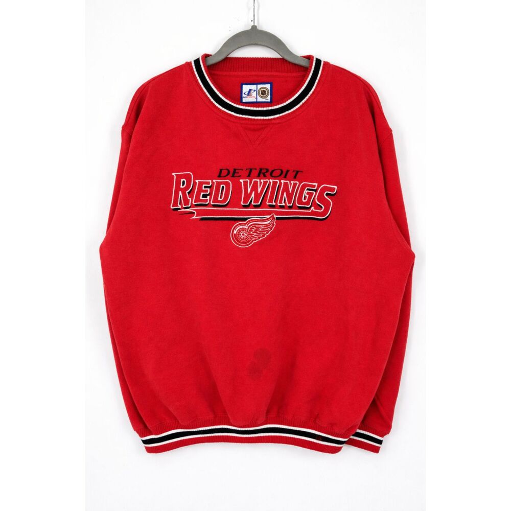 Vintage Detroit Red Wings Crewneck Sweatshirt XL Embroidered NHL Distressed 90s